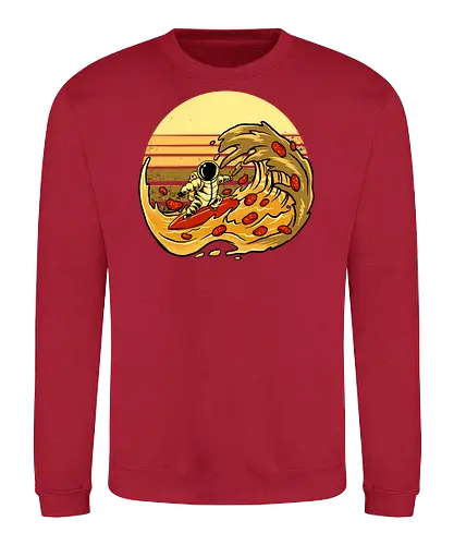 fun cheesey wave  - pizza, food, space, astronout, delicious, beverages, meatball, sausages, fastfood, bestfriend - Sweatshirt