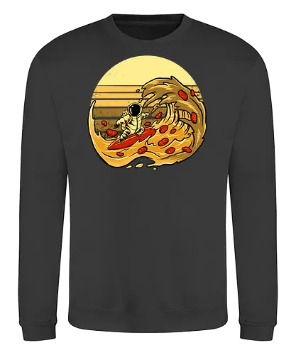 fun cheesey wave  - pizza, food, space, astronout, delicious, beverages, meatball, sausages, fastfood, bestfriend - Sweatshirt