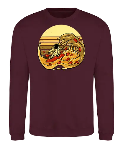 fun cheesey wave  - pizza, food, space, astronout, delicious, beverages, meatball, sausages, fastfood, bestfriend - Sweatshirt