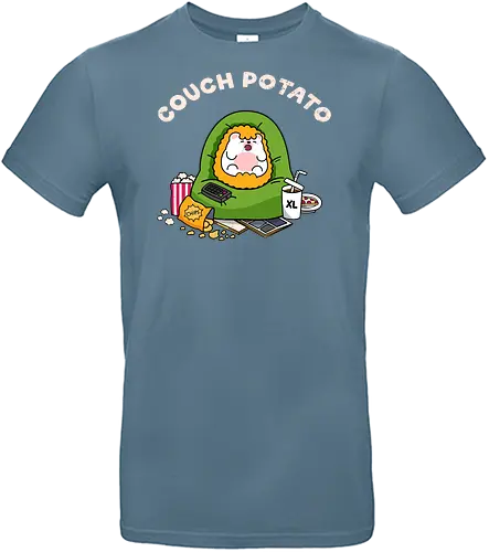 Couch Potato - couch potato, lazy day, binge watching, hedgehog, cute hedgehog, beanbag, snacks, chips, popcorn, XL soda, remote control, TV addict, streaming, stay home, introvert life, cozy vibes, cute animal, kawaii, cartoon, relatable, weekend mood, do nothing, lazy, comfort, self care, chill mode, homebody, funny quote, cute illustration, character art, woodland animal, sillyfrenz, heho, cute merch, comfy, pajama day, netflix and chill, sofa goblin, snack lover, junk food, humor, everyday wear, casual style, cute graphic, chubby, adorable, relaxed, downtime, lazy humor, gamer break - Standard T-Shirt