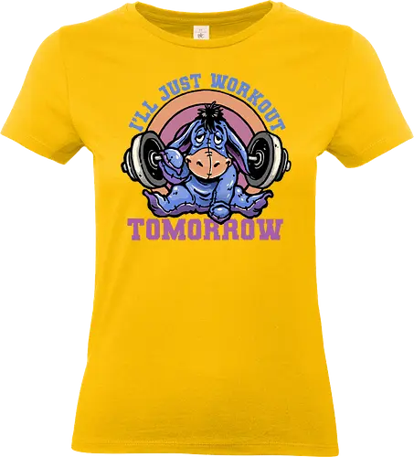 Workout Tomorrow - Fictional, character, funny, humor, fitness, animal, cartoons, donkey, animated - Standard T-Shirt (Women)
