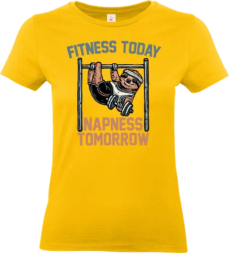 Fitness Today Napness Tomorrow - Fitness, sloth, animal, funny, humor, exercise, work out - Standard T-Shirt (Women)