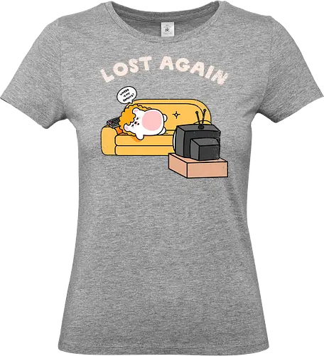 Lost Again - lost again, where is my remote, lost remote, tv remote, couch potato, hedgehog, cute hedgehog, binge watching, lazy day, homebody, stay home, kawaii, cute animal, cartoon style, tv time, sofa life, relatable, funny quote, screen time, doom scrolling, cozy vibes, introvert, comfy couch, weekend mood, no motivation, tired, modern life humor, cute illustration, character art, woodland animal, sillyfrenz, heho, nostalgic tv, old tv, vintage television, remote control, living room, self care, soft life, slow living, everyday wear, casual style, graphic tee idea, meme shirt, humorous, comfy, home entertainment, exhausted, cute graphic - Standard T-Shirt (Women)