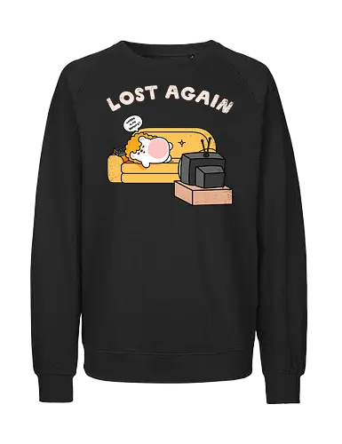 Lost Again - lost again, where is my remote, lost remote, tv remote, couch potato, hedgehog, cute hedgehog, binge watching, lazy day, homebody, stay home, kawaii, cute animal, cartoon style, tv time, sofa life, relatable, funny quote, screen time, doom scrolling, cozy vibes, introvert, comfy couch, weekend mood, no motivation, tired, modern life humor, cute illustration, character art, woodland animal, sillyfrenz, heho, nostalgic tv, old tv, vintage television, remote control, living room, self care, soft life, slow living, everyday wear, casual style, graphic tee idea, meme shirt, humorous, comfy, home entertainment, exhausted, cute graphic - Fairtrade Sweatshirt