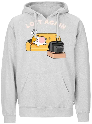 Lost Again - lost again, where is my remote, lost remote, tv remote, couch potato, hedgehog, cute hedgehog, binge watching, lazy day, homebody, stay home, kawaii, cute animal, cartoon style, tv time, sofa life, relatable, funny quote, screen time, doom scrolling, cozy vibes, introvert, comfy couch, weekend mood, no motivation, tired, modern life humor, cute illustration, character art, woodland animal, sillyfrenz, heho, nostalgic tv, old tv, vintage television, remote control, living room, self care, soft life, slow living, everyday wear, casual style, graphic tee idea, meme shirt, humorous, comfy, home entertainment, exhausted, cute graphic - Fairtrade Hoodie