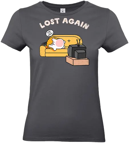 Lost Again - lost again, where is my remote, lost remote, tv remote, couch potato, hedgehog, cute hedgehog, binge watching, lazy day, homebody, stay home, kawaii, cute animal, cartoon style, tv time, sofa life, relatable, funny quote, screen time, doom scrolling, cozy vibes, introvert, comfy couch, weekend mood, no motivation, tired, modern life humor, cute illustration, character art, woodland animal, sillyfrenz, heho, nostalgic tv, old tv, vintage television, remote control, living room, self care, soft life, slow living, everyday wear, casual style, graphic tee idea, meme shirt, humorous, comfy, home entertainment, exhausted, cute graphic - Standard T-Shirt (Women)