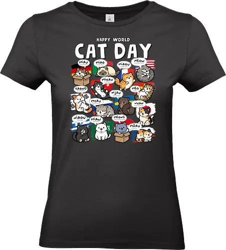 World Cat Day - cats, cat, cat christmas, cat dad, cat lady, cat lover, cat mom, cat owner, cats love, international, kitten, kitty, meow, translator - Standard T-Shirt (Women)