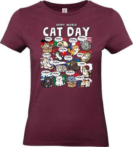 World Cat Day - cats, cat, cat christmas, cat dad, cat lady, cat lover, cat mom, cat owner, cats love, international, kitten, kitty, meow, translator - Standard T-Shirt (Women)