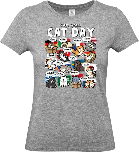 World Cat Day - cats, cat, cat christmas, cat dad, cat lady, cat lover, cat mom, cat owner, cats love, international, kitten, kitty, meow, translator - Standard T-Shirt (Women)