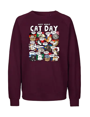 World Cat Day - cats, cat, cat christmas, cat dad, cat lady, cat lover, cat mom, cat owner, cats love, international, kitten, kitty, meow, translator - Fairtrade Sweatshirt