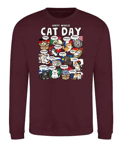 World Cat Day - cats, cat, cat christmas, cat dad, cat lady, cat lover, cat mom, cat owner, cats love, international, kitten, kitty, meow, translator - Sweatshirt