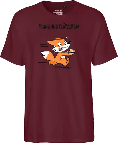 Panik und Plätzchen (schwarze Schrift) - Weihnachten, Xmas, Yule, Fuchs - Fairtrade T-Shirt