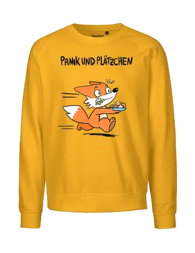 Panik und Plätzchen (schwarze Schrift) - Weihnachten, Xmas, Yule, Fuchs - Fairtrade Sweatshirt