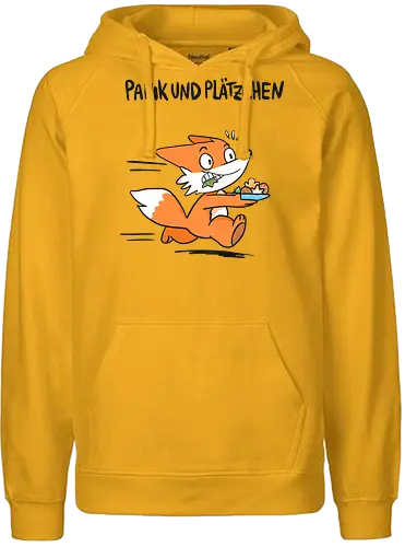 Panik und Plätzchen (schwarze Schrift) - Weihnachten, Xmas, Yule, Fuchs - Fairtrade Hoodie