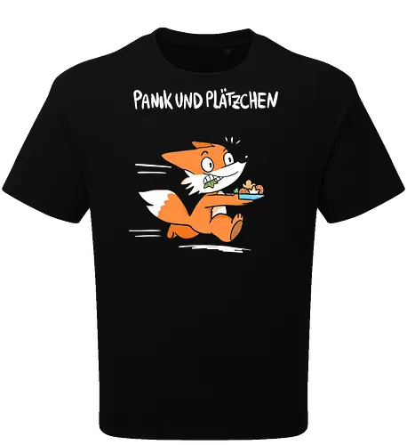 Panik und Plätzchen (weiße Schrift) - Weihnachten, Yule, Fuchs, Xmas - Oversize T-Shirt