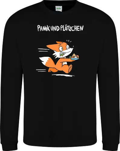 Panik und Plätzchen (weiße Schrift) - Weihnachten, Yule, Fuchs, Xmas - Sweatshirt