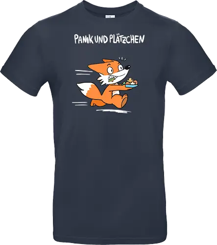 Panik und Plätzchen (weiße Schrift) - Weihnachten, Yule, Fuchs, Xmas - Standard T-Shirt