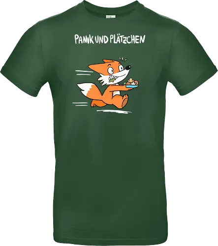Panik und Plätzchen (weiße Schrift) - Weihnachten, Yule, Fuchs, Xmas - Standard T-Shirt