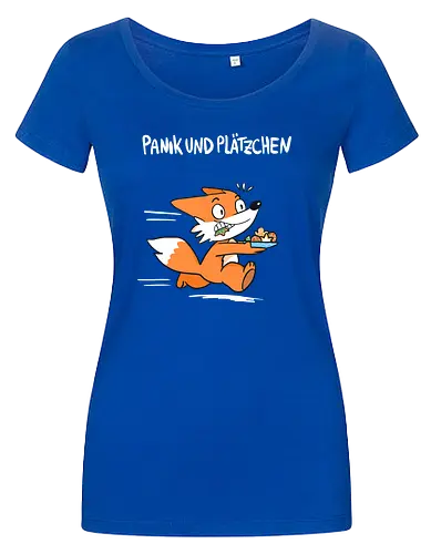 Panik und Plätzchen (weiße Schrift) - Weihnachten, Yule, Fuchs, Xmas - Women T-Shirt