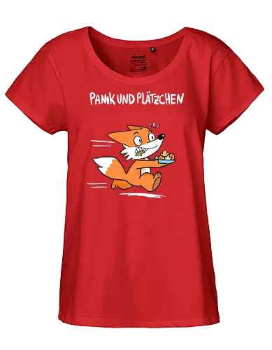 Panik und Plätzchen (weiße Schrift) - Weihnachten, Yule, Fuchs, Xmas - Fairtrade Girl Shirt