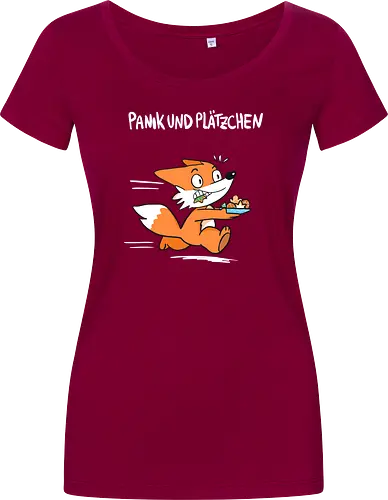 Panik und Plätzchen (weiße Schrift) - Weihnachten, Yule, Fuchs, Xmas - Women T-Shirt