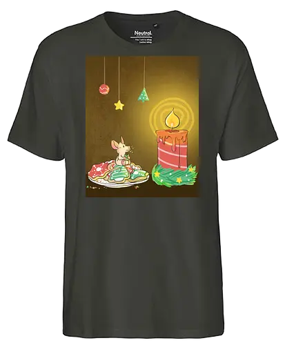 Adventsmaus - Xmas, Advent, Maus, Kekse, Xmas, Yule, Weihnachten, Plätzchen, Kerze - Fairtrade T-Shirt