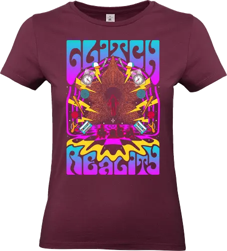 Strange Glitch Reality - Strange, 80s, demogorgon, eleven, hawkins, lucas, mike, TV, pyschedelic, retro, stranger, trippy, upside down, vintage, will byers, lucas sinclair, nancy wheeler, stranger things movie - Standard T-Shirt (Women)