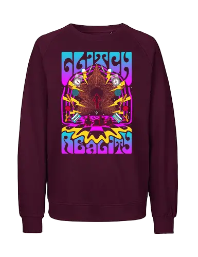 Strange Glitch Reality - Strange, 80s, demogorgon, eleven, hawkins, lucas, mike, TV, pyschedelic, retro, stranger, trippy, upside down, vintage, will byers, lucas sinclair, nancy wheeler, stranger things movie - Fairtrade Sweatshirt