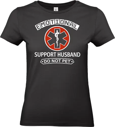Emotional Support Husband - Do Not Pet Funny EMS Parody - emotional support husband, funny husband gift, do not pet, marriage humor, sarcastic shirt, service dog parody, medical star of life, anniversary gift for him, funny spouse apparel, husband appreciation, witty graphic, gag gift for men, emotional support human, relationship humor, bold typography - Standard T-Shirt (Women)
