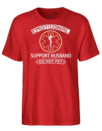 Emotional Support Husband - Do Not Pet Funny EMS Parody - emotional support husband, funny husband gift, do not pet, marriage humor, sarcastic shirt, service dog parody, medical star of life, anniversary gift for him, funny spouse apparel, husband appreciation, witty graphic, gag gift for men, emotional support human, relationship humor, bold typography - Fairtrade T-Shirt