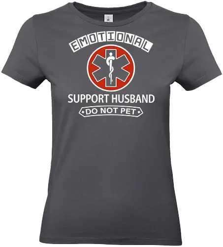 Emotional Support Husband - Do Not Pet Funny EMS Parody - emotional support husband, funny husband gift, do not pet, marriage humor, sarcastic shirt, service dog parody, medical star of life, anniversary gift for him, funny spouse apparel, husband appreciation, witty graphic, gag gift for men, emotional support human, relationship humor, bold typography - Standard T-Shirt (Women)