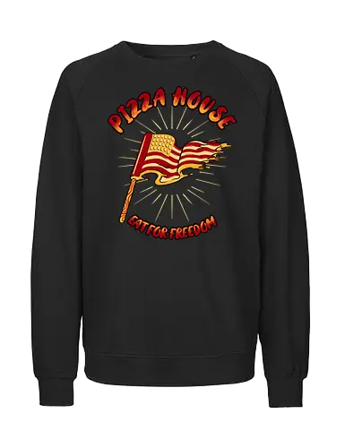 pizza house - pizza, burger, food, cool, funny, vintage, cartoon, logo, classic, flag, nation, voted, friendship - Fairtrade Sweatshirt