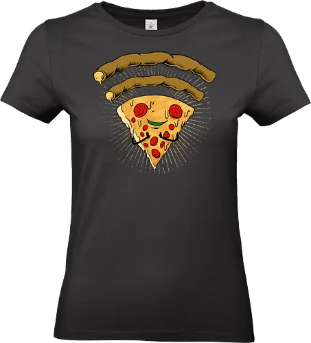 pizza signal  - pizza, food, space, astronout, delicious, beverages, meatball, sausages, fastfood, bestfriend - Standard T-Shirt (Women)