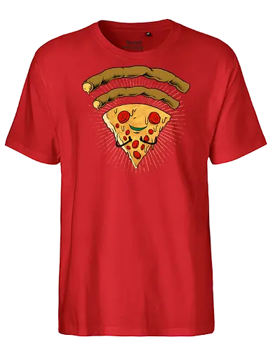 pizza signal  - pizza, food, space, astronout, delicious, beverages, meatball, sausages, fastfood, bestfriend - Fairtrade T-Shirt