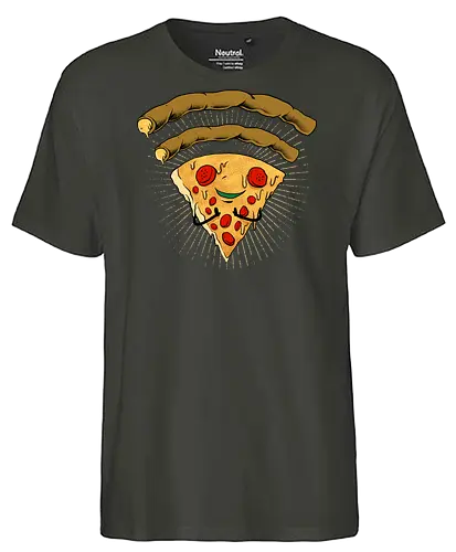 pizza signal  - pizza, food, space, astronout, delicious, beverages, meatball, sausages, fastfood, bestfriend - Fairtrade T-Shirt
