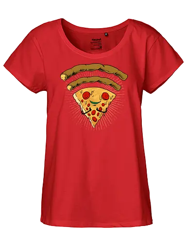 pizza signal  - pizza, food, space, astronout, delicious, beverages, meatball, sausages, fastfood, bestfriend - Fairtrade Girl Shirt