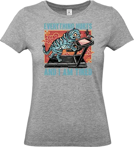 Tired Blue Tiger - demons, tiger, animal, animation, animated, funny, Fitness, gym, workout, movie, hunter - Standard T-Shirt (Women)