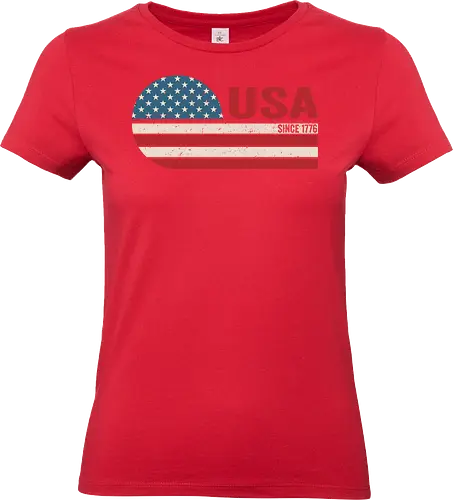 Retro USA - retro, rebel, 70s, movies, films, date, galaxy, star, USA, flag, vintage - Standard T-Shirt (Women)