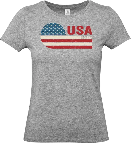 Retro USA - retro, rebel, 70s, movies, films, date, galaxy, star, USA, flag, vintage - Standard T-Shirt (Women)