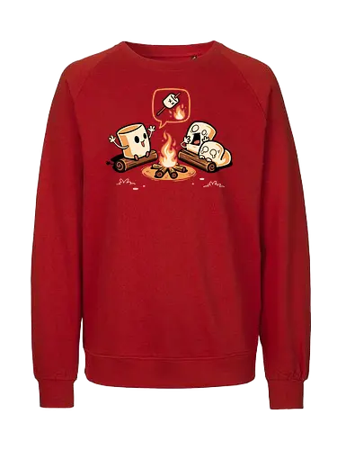 Marshmallow Scary Story – Campfire Edition - camping, adventure, camper, campfire, dark humor, funny, horror, kawaii, marshmallows, outdoor, scary, scream, spooky cute, story, travel - Fairtrade Sweatshirt