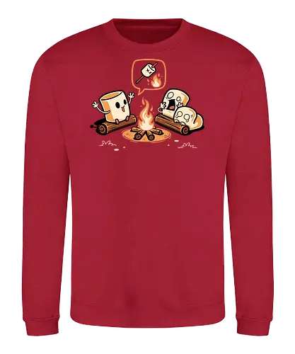 Marshmallow Scary Story – Campfire Edition - camping, adventure, camper, campfire, dark humor, funny, horror, kawaii, marshmallows, outdoor, scary, scream, spooky cute, story, travel - Sweatshirt