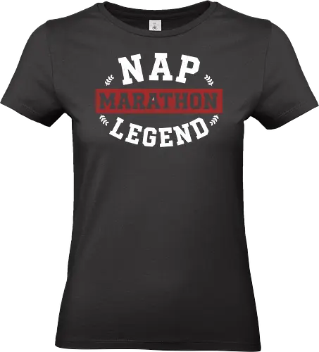 Nap Marathon Legend - nap marathon legend, funny sleep shirt, collegiate style, varsity typography, lazy gift, sarcasm apparel, nap enthusiast, professional sleeper, vintage athletic design, heavy sleeper gift, humorous quote, university style parody, rest and recovery, sleep lover tshirt, college humor - Standard T-Shirt (Women)
