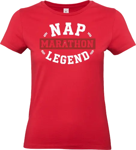 Nap Marathon Legend - nap marathon legend, funny sleep shirt, collegiate style, varsity typography, lazy gift, sarcasm apparel, nap enthusiast, professional sleeper, vintage athletic design, heavy sleeper gift, humorous quote, university style parody, rest and recovery, sleep lover tshirt, college humor - Standard T-Shirt (Women)