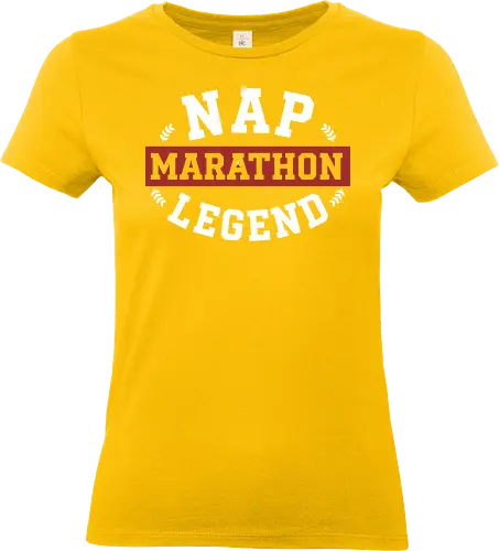 Nap Marathon Legend - nap marathon legend, funny sleep shirt, collegiate style, varsity typography, lazy gift, sarcasm apparel, nap enthusiast, professional sleeper, vintage athletic design, heavy sleeper gift, humorous quote, university style parody, rest and recovery, sleep lover tshirt, college humor - Standard T-Shirt (Women)