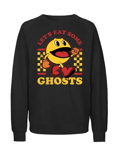 Game Mascot Ghost Eater - Video Games, Video Game, Game, Games, Gamer, Mascot, Retro, Vintage, Retro Vintage, Retro Gamer, Retro Cartoon, Fantasy, Adventure, Ghosts, Ghost, Labyrinth, Fruits, Fruit, Powerup - Fairtrade Sweatshirt