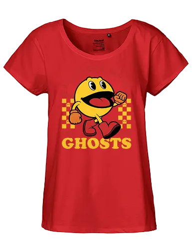 Game Mascot Ghost Eater - Video Games, Video Game, Game, Games, Gamer, Mascot, Retro, Vintage, Retro Vintage, Retro Gamer, Retro Cartoon, Fantasy, Adventure, Ghosts, Ghost, Labyrinth, Fruits, Fruit, Powerup - Fairtrade Girl Shirt