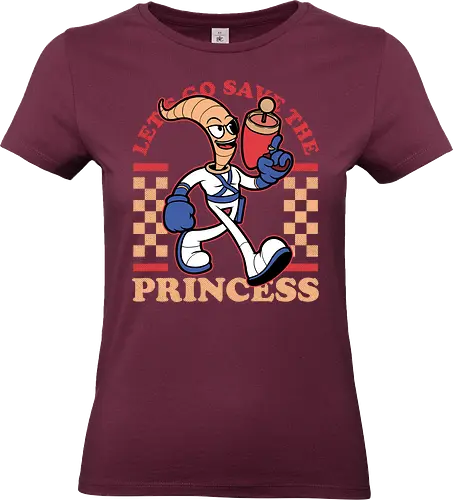 Game Mascot Worm - Video Games, Video Game, Game, Games, Gamer, Mascot, Retro, Vintage, Retro Vintage, Retro Gamer, Retro Cartoon, Fantasy, Adventure, Earthworm, Worm, Princess, Evil, Villain - Standard T-Shirt (Women)