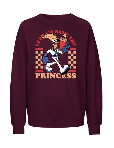 Game Mascot Worm - Video Games, Video Game, Game, Games, Gamer, Mascot, Retro, Vintage, Retro Vintage, Retro Gamer, Retro Cartoon, Fantasy, Adventure, Earthworm, Worm, Princess, Evil, Villain - Fairtrade Sweatshirt