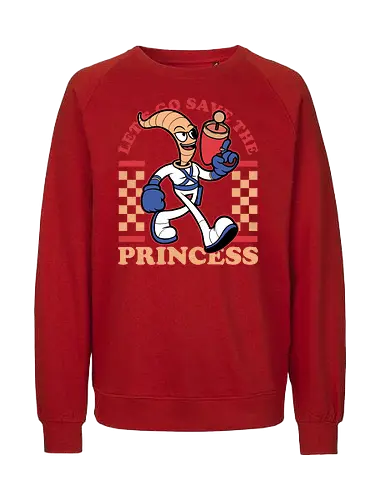 Game Mascot Worm - Video Games, Video Game, Game, Games, Gamer, Mascot, Retro, Vintage, Retro Vintage, Retro Gamer, Retro Cartoon, Fantasy, Adventure, Earthworm, Worm, Princess, Evil, Villain - Fairtrade Sweatshirt