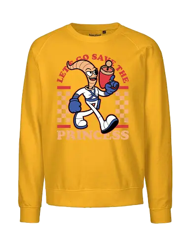 Game Mascot Worm - Video Games, Video Game, Game, Games, Gamer, Mascot, Retro, Vintage, Retro Vintage, Retro Gamer, Retro Cartoon, Fantasy, Adventure, Earthworm, Worm, Princess, Evil, Villain - Fairtrade Sweatshirt